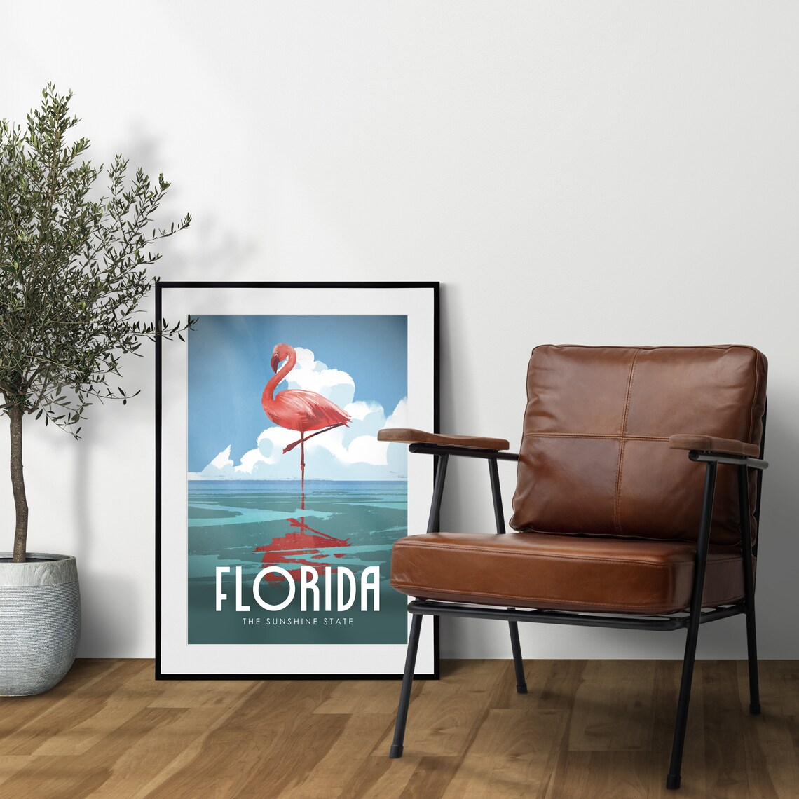 Florida Retro Travel Poster, Coastal Flamingo Art Print - Image 3