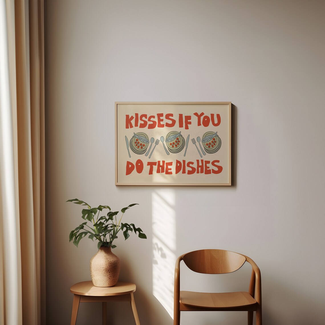 Kisses If You Do The Dishes Retro Kitchen Poster - Image 5