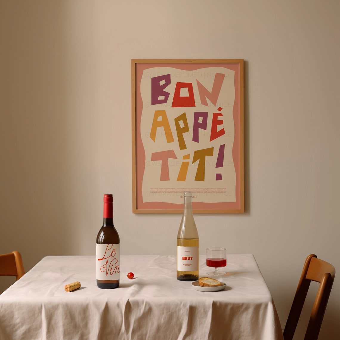 Bon Appetit Made In Paris Colorful Typography Kitchen Poster - Image 4