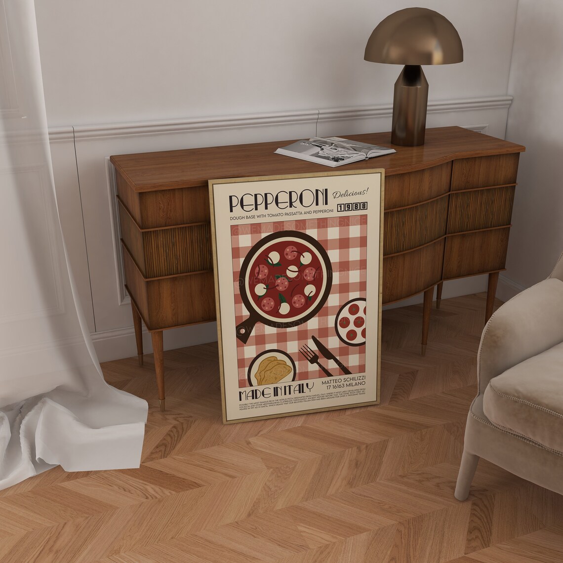 Retro Pizza Poster, Kitchen Food Art Print - Image 4