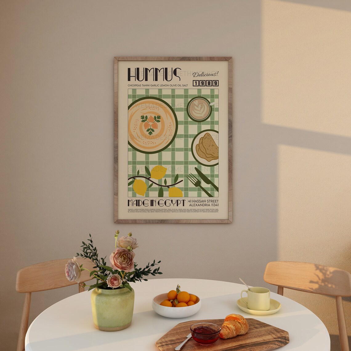 Hummus Print, Mid-Century Modern Kitchen Art - Image 4