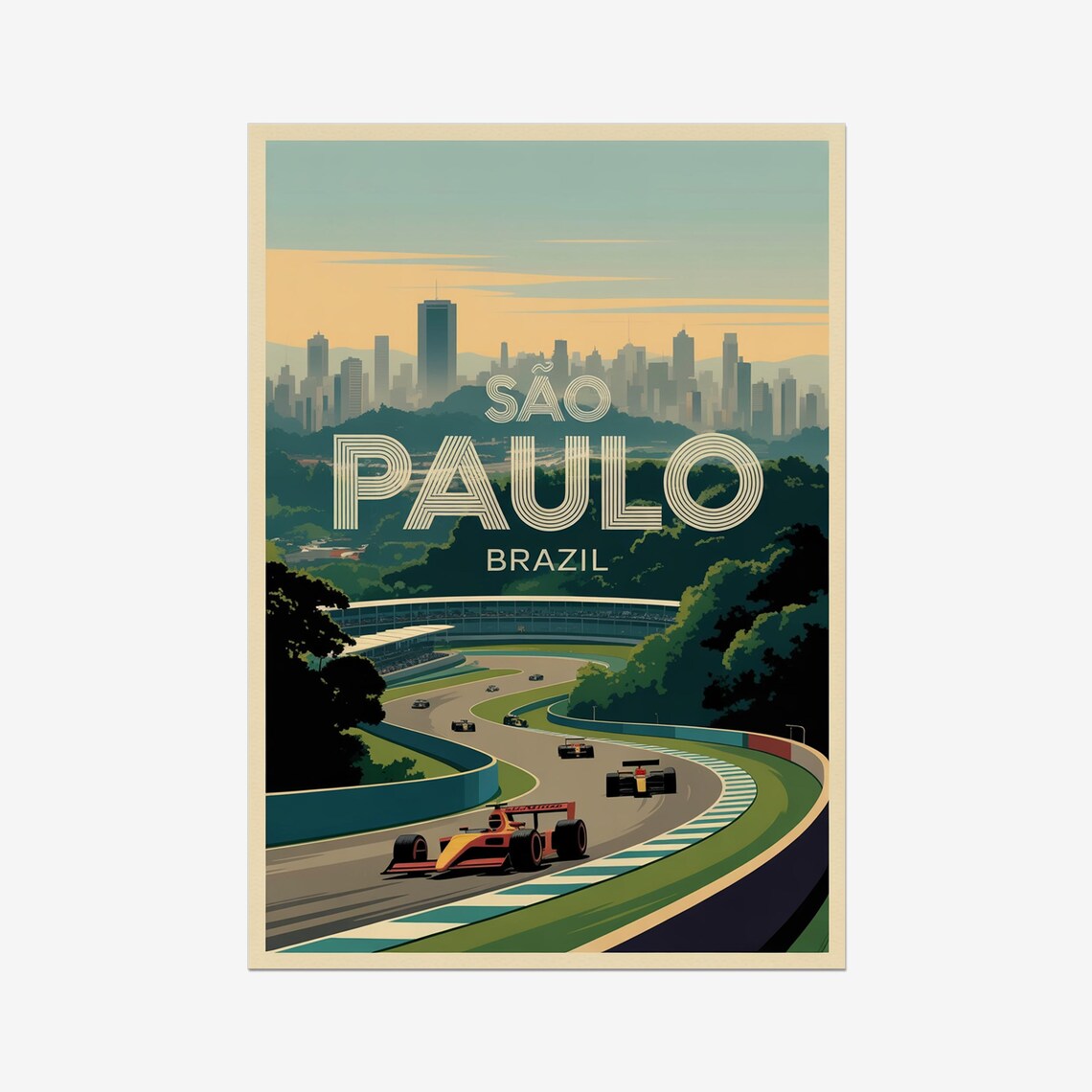 Sao Paulo Brazil Formula 1 Race Track Sunset Grand Prix Poster
