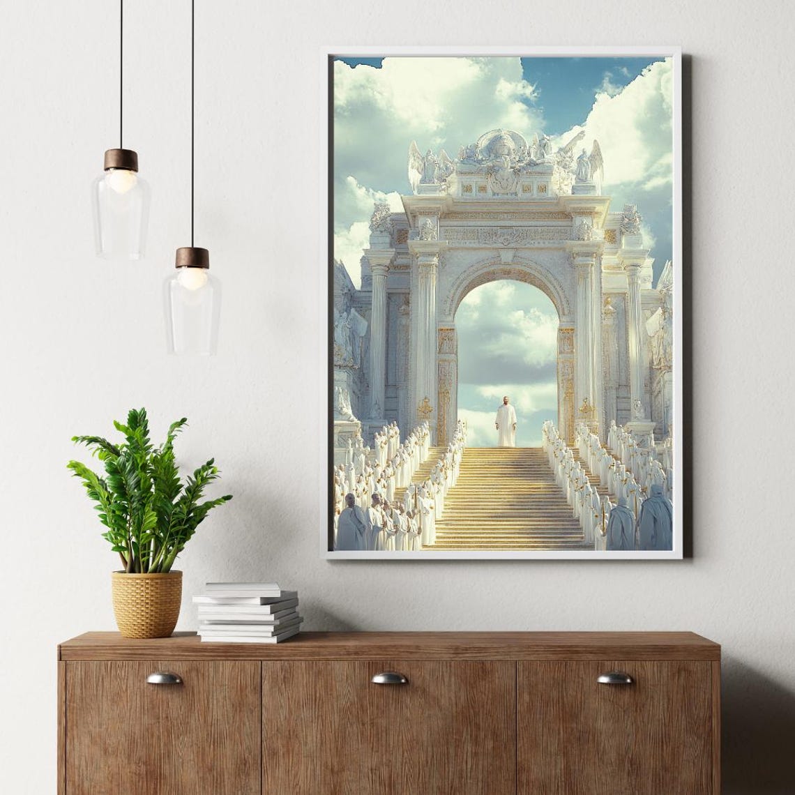 Heavenly Gates Wall Art Divine Architecture Print Celestial Stairway Religious Wall Decor - Image 3