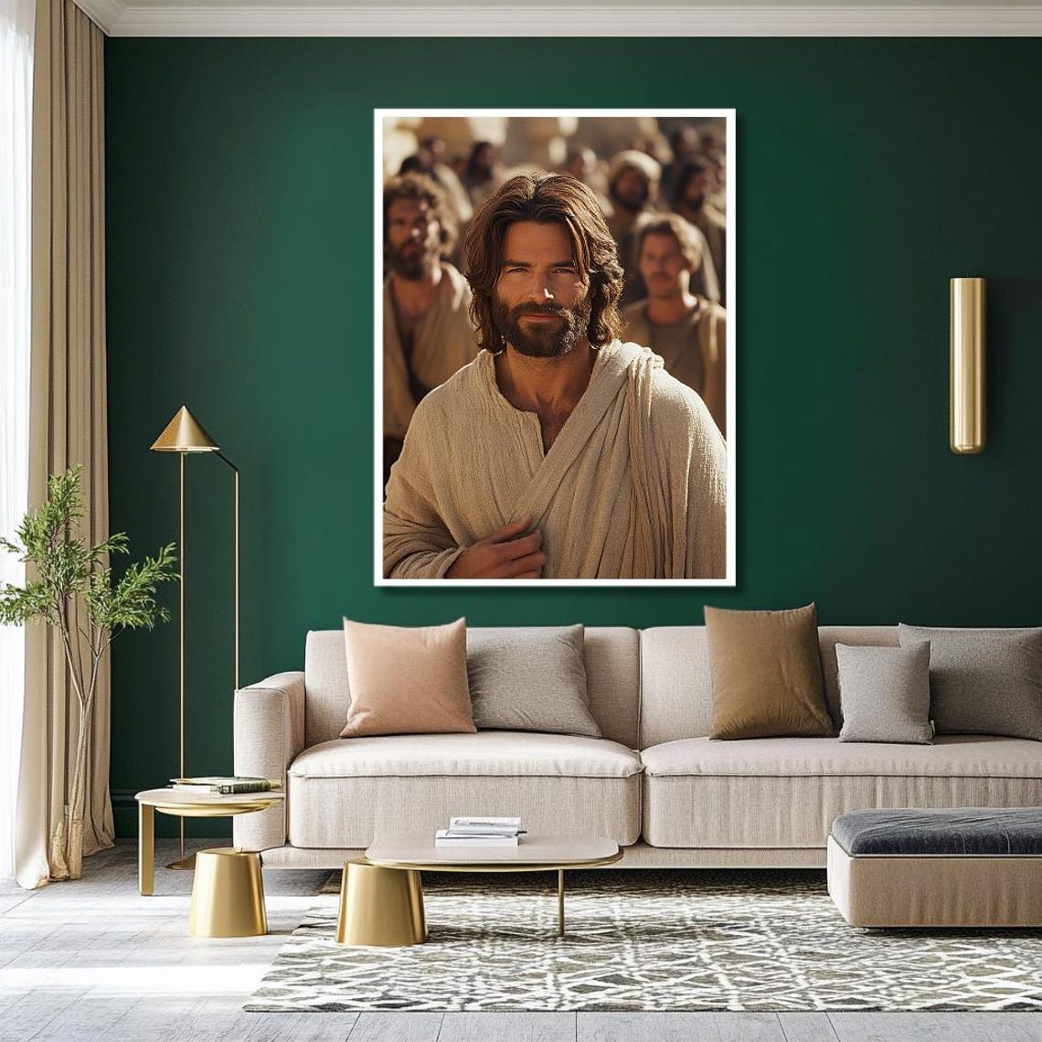 Jesus Portrait Poster: Compassionate Christ With Disciples Behind Him - Image 3