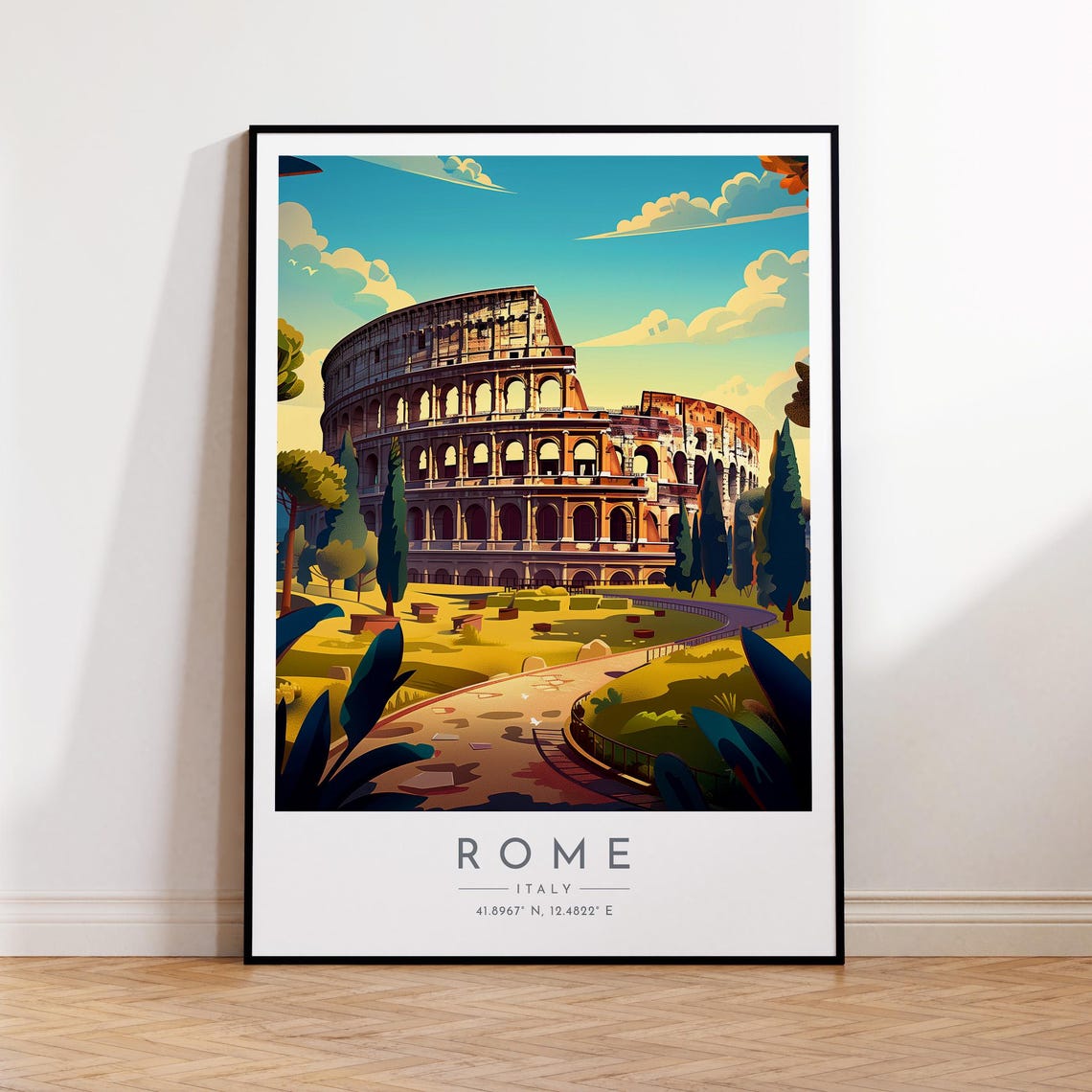 Rome Colosseum Ancient Amphitheater Historic Landmark Travel Poster