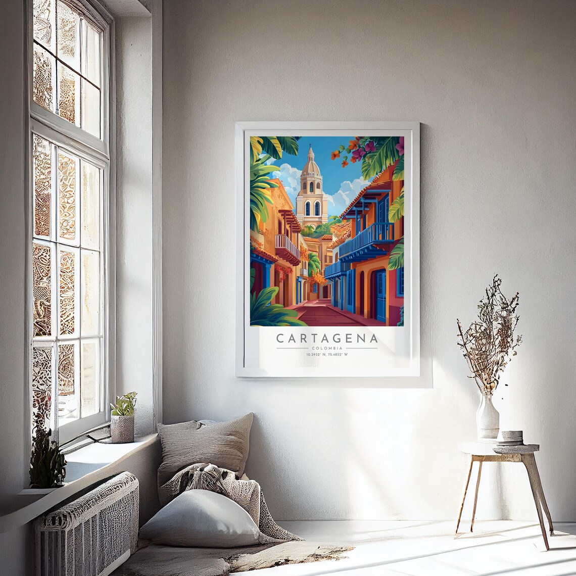 Cartagena Colombia Colonial Street Church Tower Old Town Poster - Image 4