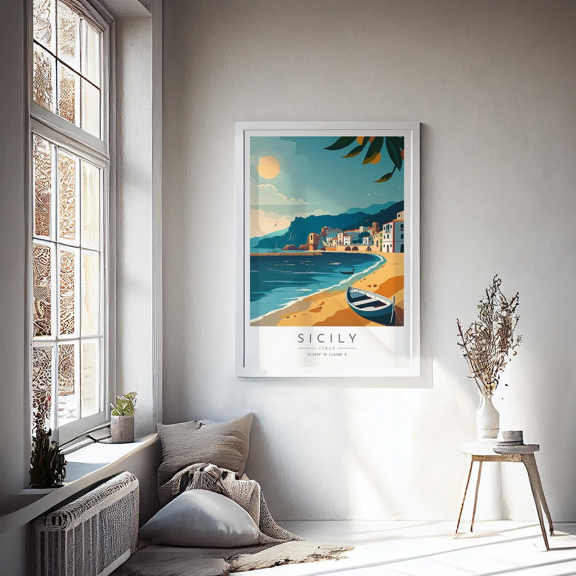 Sicily Golden Beach Coastal Town Italy Seaside Travel Poster - Image 4