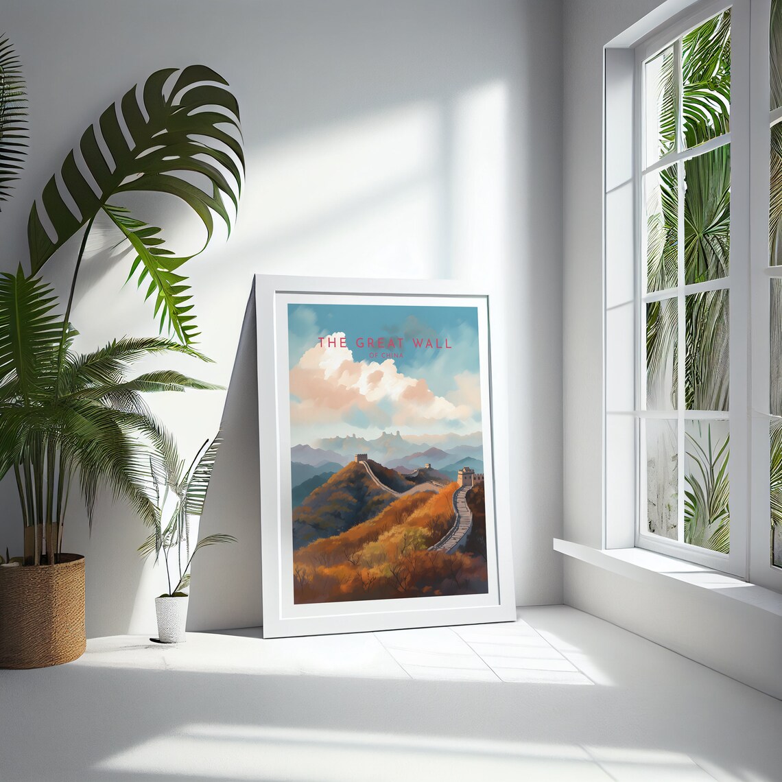 The Great Wall of China Autumn Mountains Travel Poster over Ridgelines - Image 4