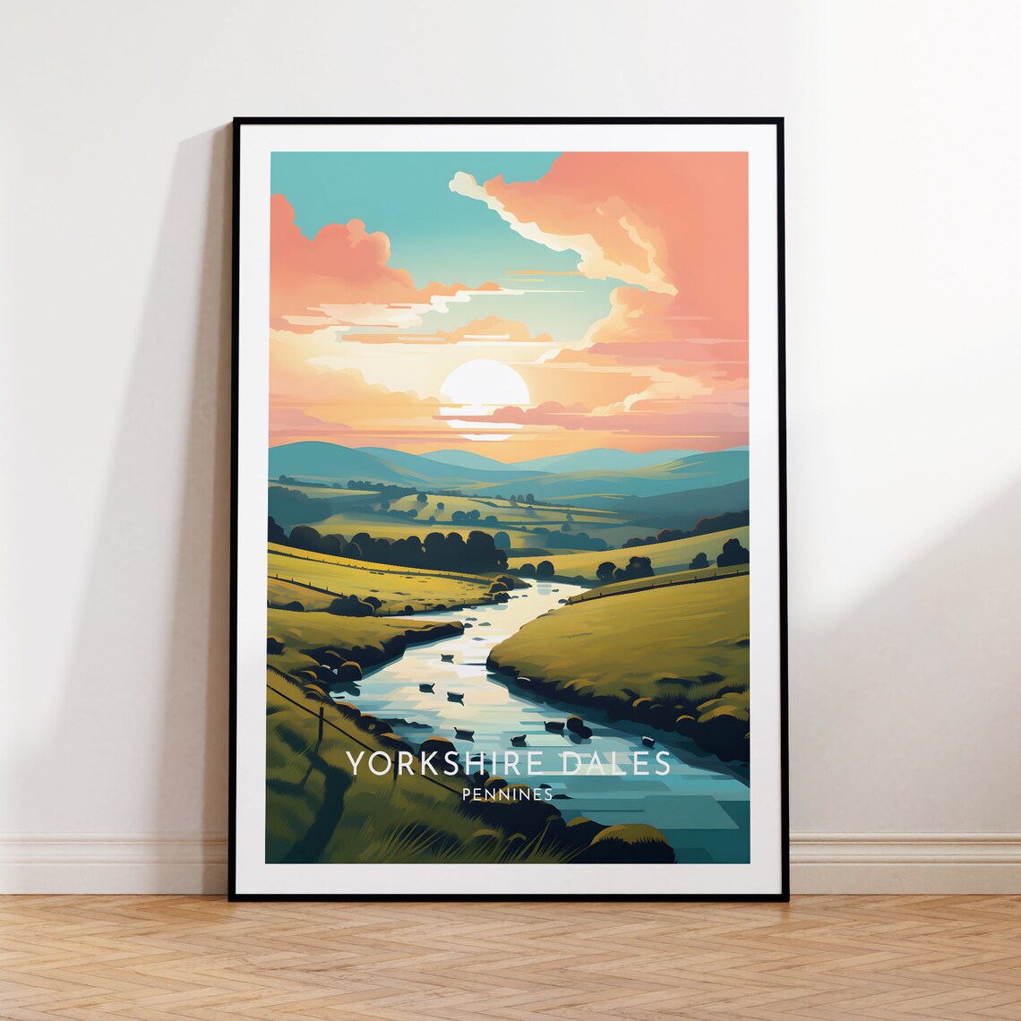 Yorkshire Dales Travel Poster, England Pennines