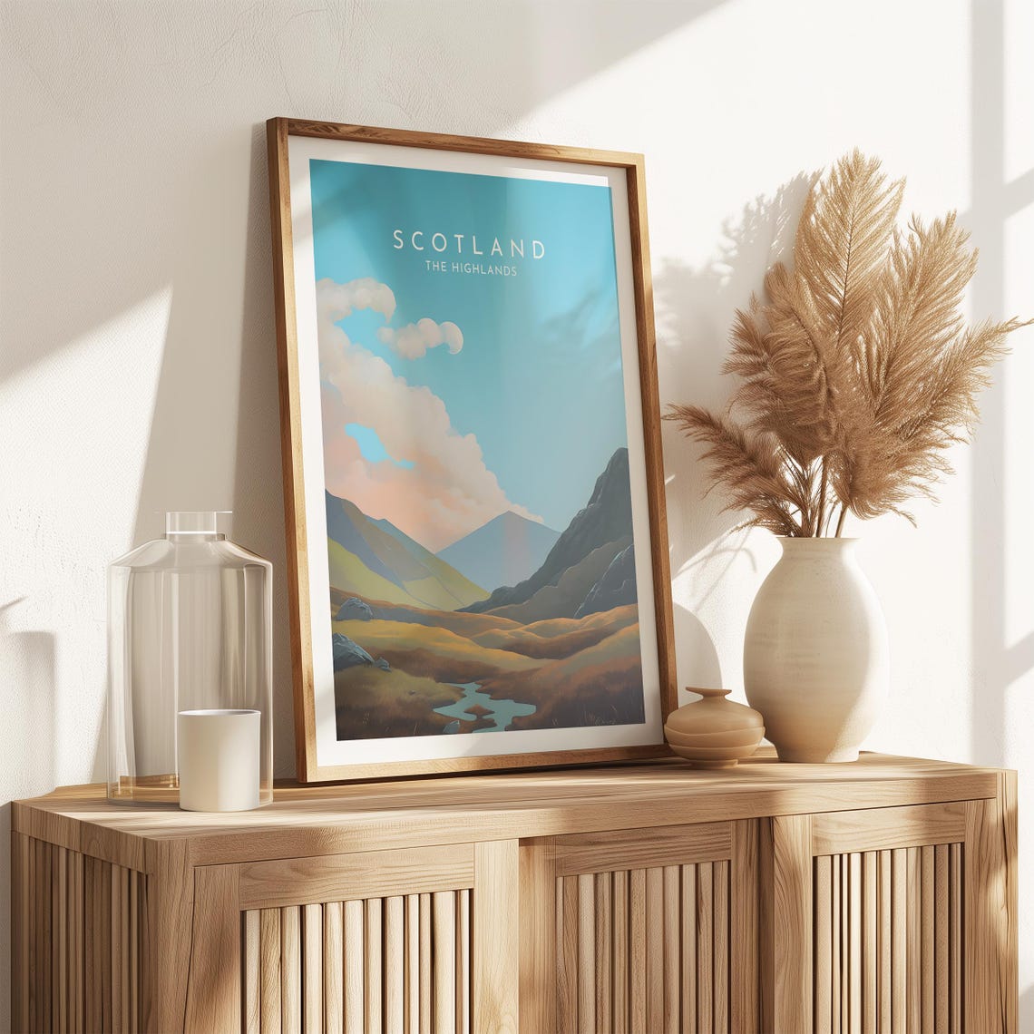 Scotland Highlands Mountain Glen Golden Moor Winding Stream Poster - Image 2