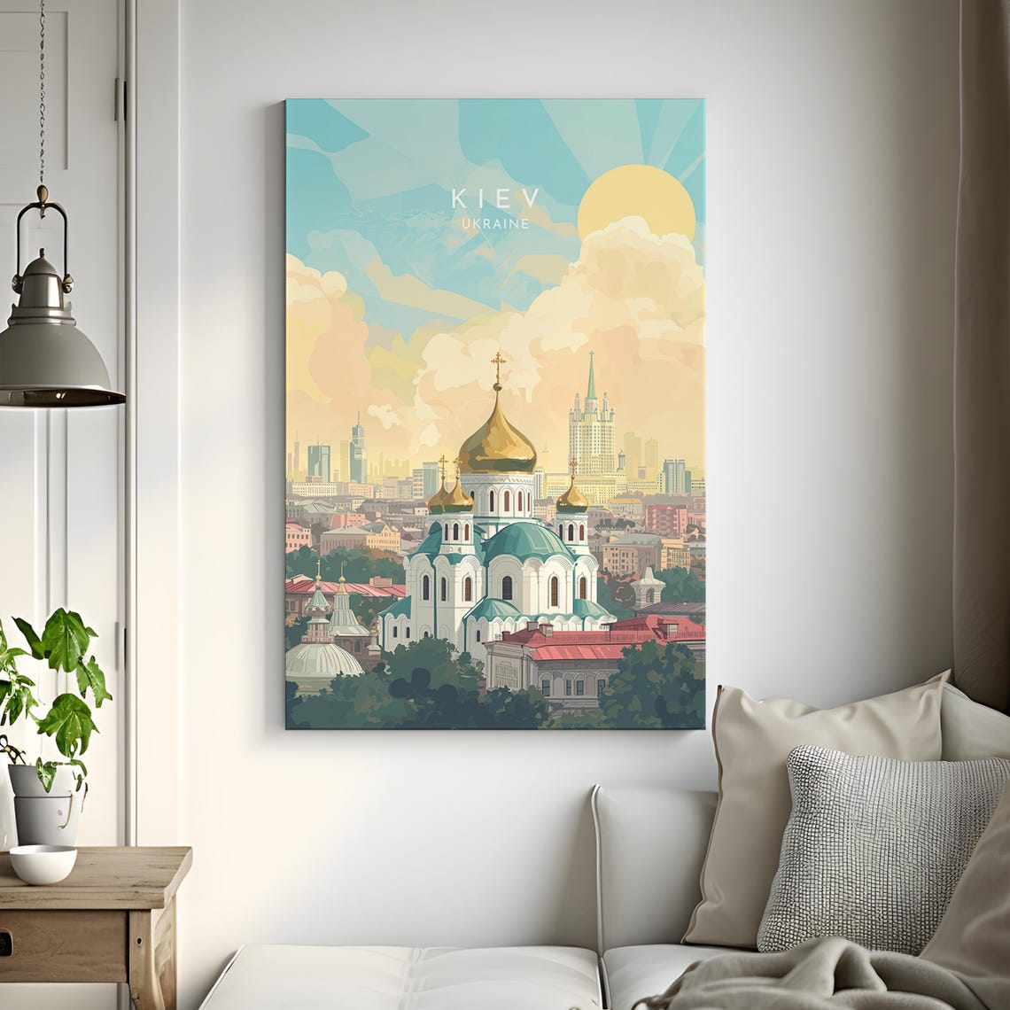 Kiev Ukraine Golden Dome Cathedral Warm Sun Cityscape Poster - Image 3