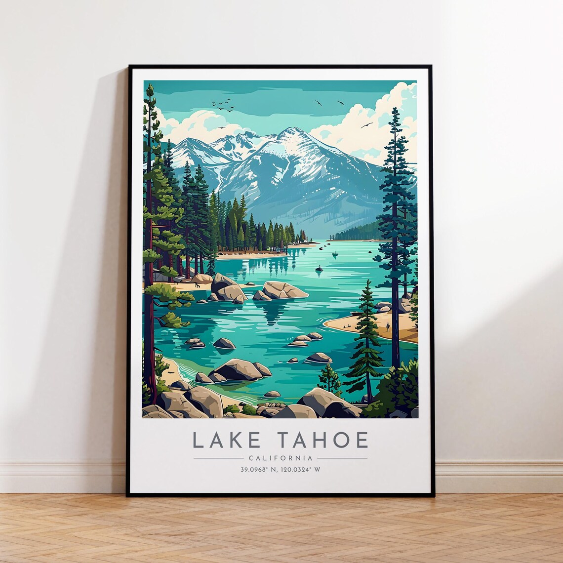 Lake Tahoe Travel Poster, California Travel Print