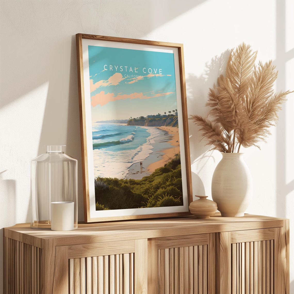Crystal Cove California Beach Waves Travel Poster with Palms - Image 2