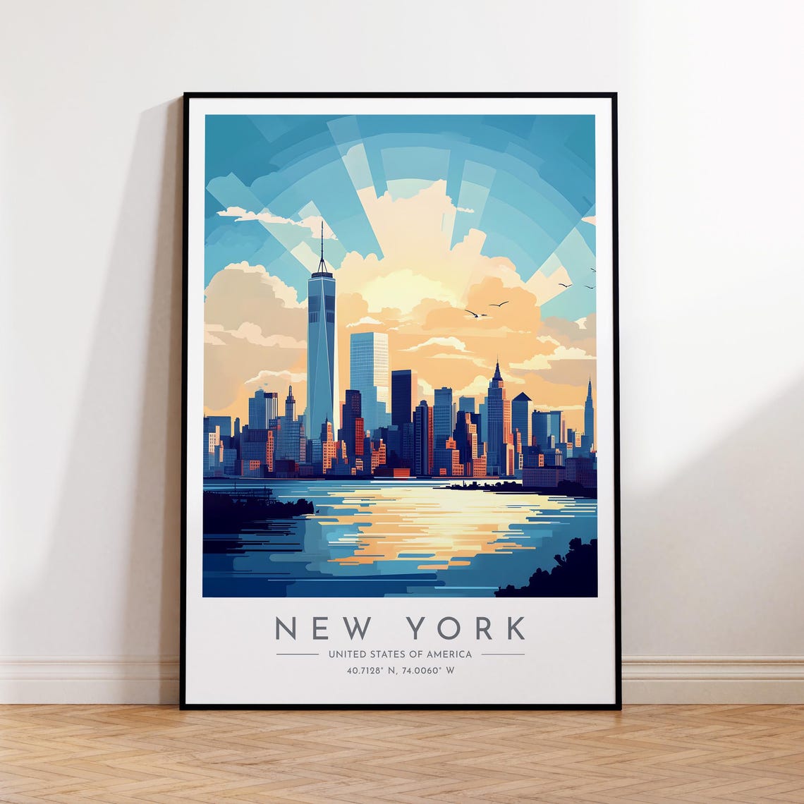 New York Harbor One World Trade Center Sunrise Skyline Poster