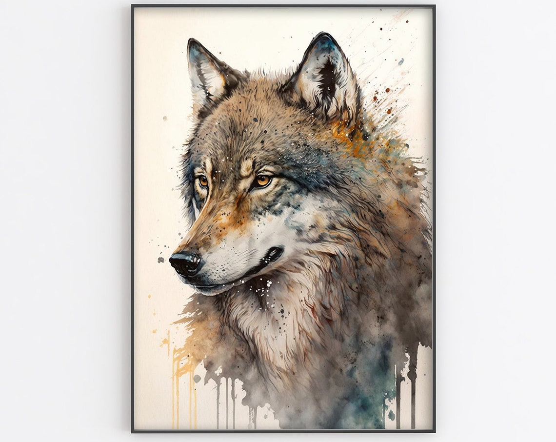 Wolf Watercolor Painting Gray Wolf Painting Wolf Art Wolf Poster Print Wall Decor Wolf Artwork Wolf Wall Art Home Decor Large Wall Art