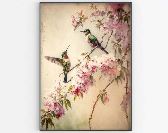 Hummigbird Watercolor Painting Hummigbird Painting Poster Hummigbird Art Print Wall Decor Hummigbird Wall Art Home Decor Housewarming Gift