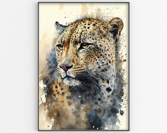 Leopard Watercolor Painting Leopard Painting Poster Leopard Art Print Wall Decor Wall Art Home Decor Large Wall Art Housewarming Gift