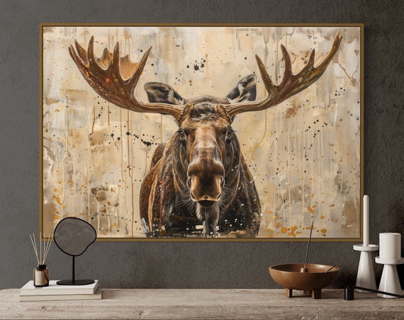Realistic Moose Art Print, Rustic Man Cave Decor