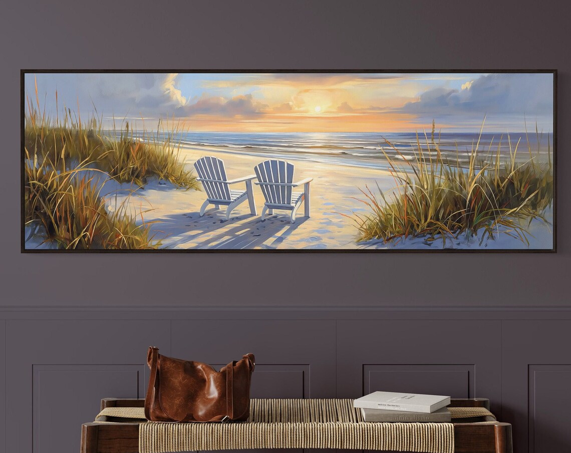 Seaside Tranquility Panoramic Beach Art Print