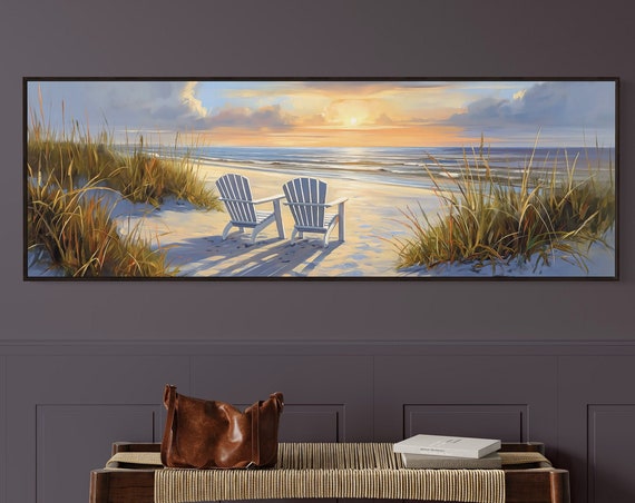 Seaside Tranquility Panoramic Beach Art Print