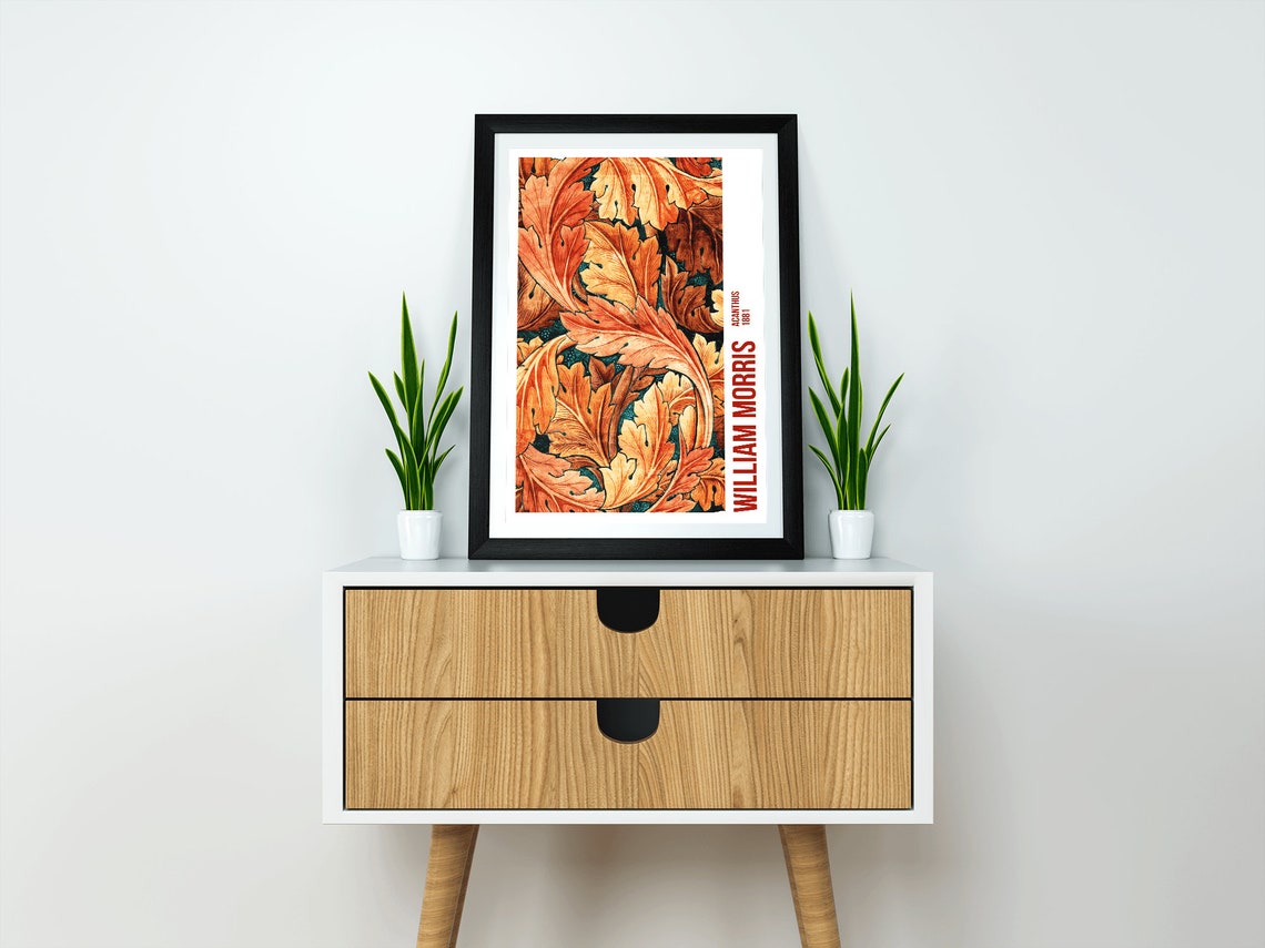 William Morris Acanthus 1881 Rust Orange Botanical Pattern Poster - Image 2