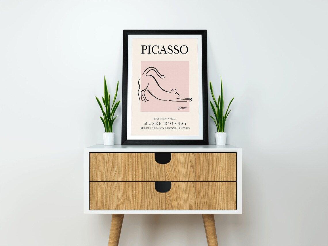 Picasso The Cat Vintage Line Art Poster - Image 2
