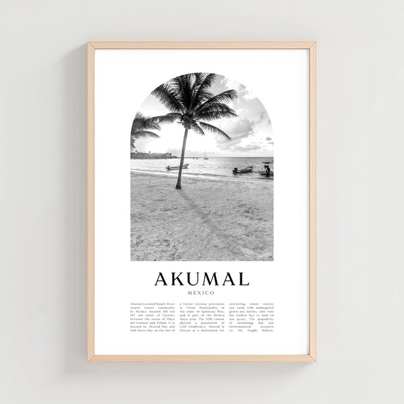 Akumal Travel Poster Print Wall Art Mexico City Gift Decor Na209m