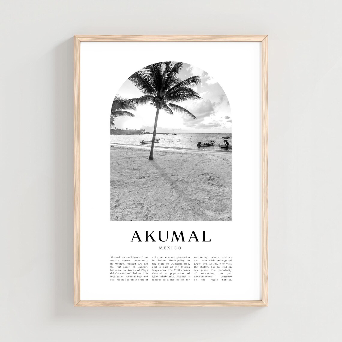 Akumal Travel Poster Print Wall Art Mexico City Gift Decor Na209m