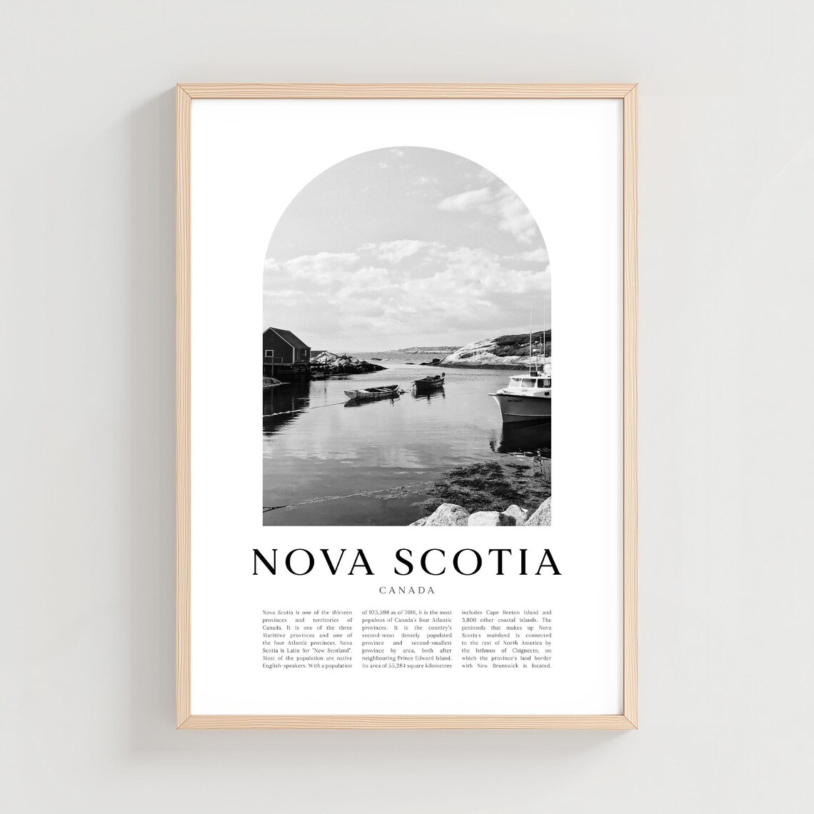 Nova Scotia Canada Harbor Boats Black And White Arch Photo Poster