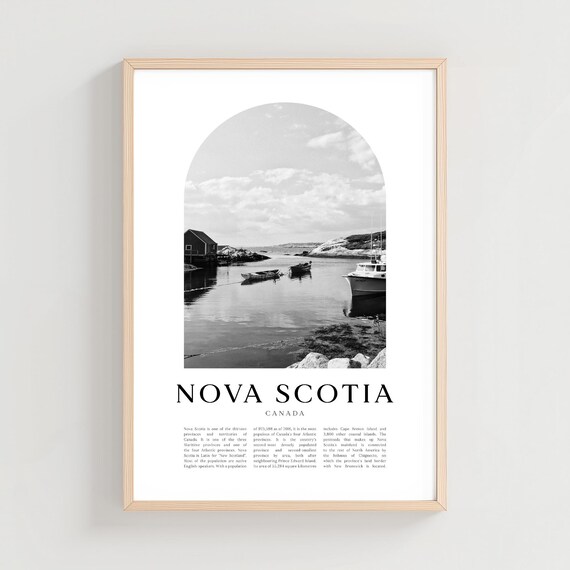 Nova Scotia Canada Harbor Boats Black And White Arch Photo Poster