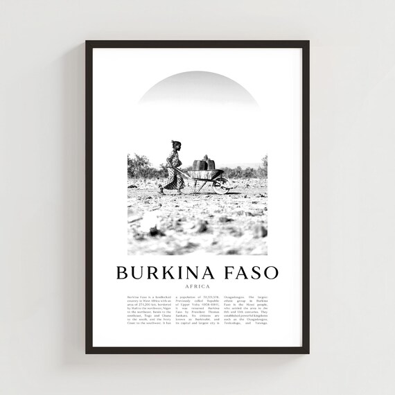 Burkina Faso Africa Rural Wheelbarrow Black and White Photo Poster