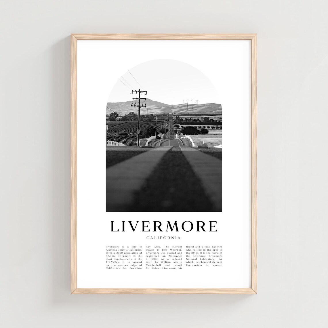 Livermore California Country Road Black and White Photo Poster