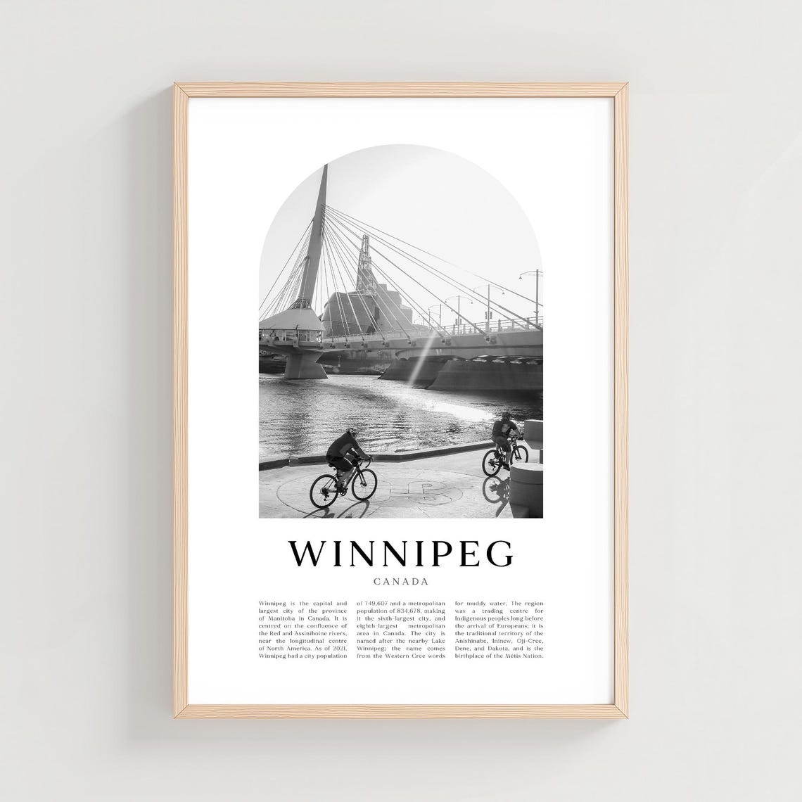 Winnipeg Canada Black And White Bridge Photography Travel Poster