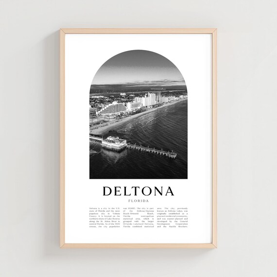 Deltona Florida Beachfront Pier Black and White Photo Poster