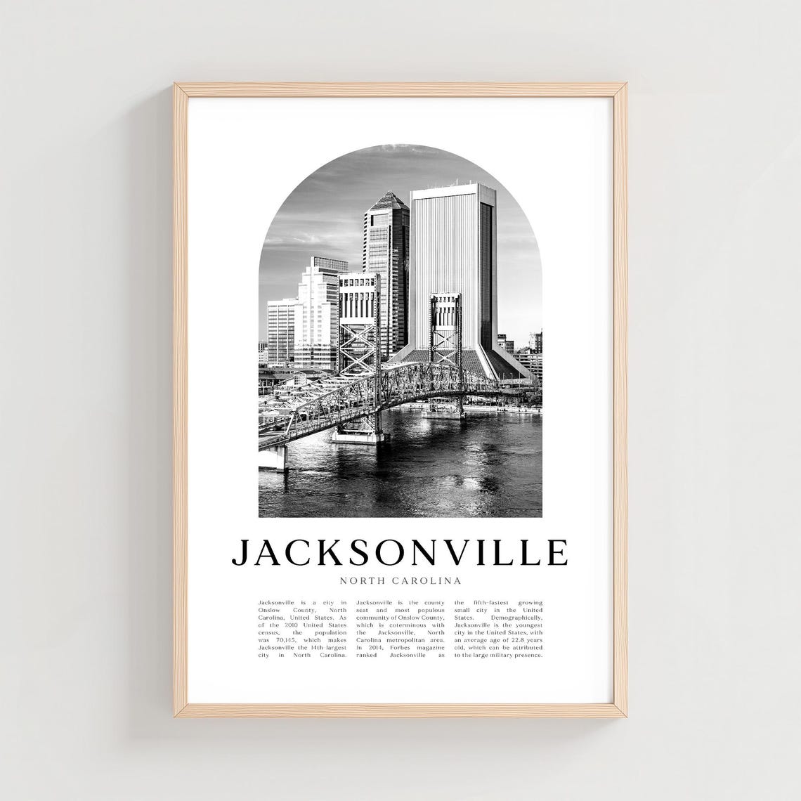 Jacksonville North Carolina Riverfront Bridge Skyline Poster