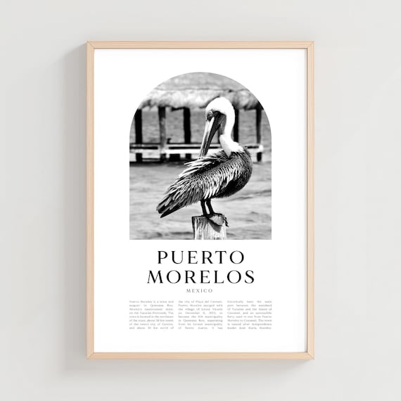 Puerto Morelos Travel Poster Print Wall Art Mexico City Gift Na220m