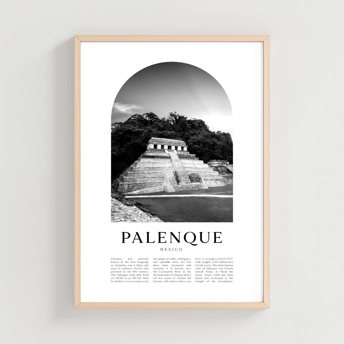 Palenque Travel Poster Print Wall Art Mexico City Gift Decor Na212m