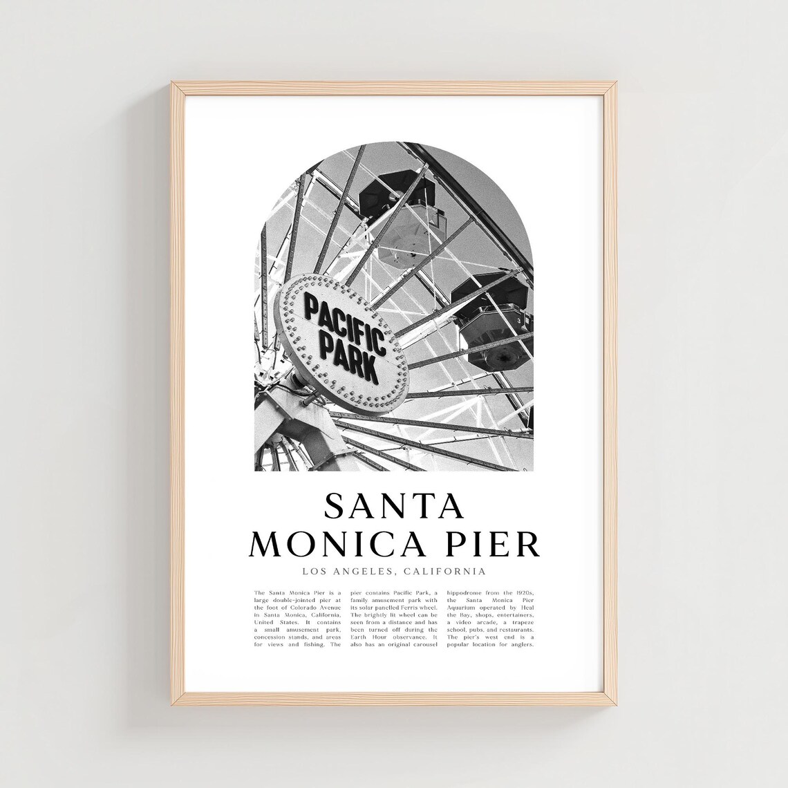 Santa Monica Pier Pacific Park Ferris Wheel Vintage Photo Poster