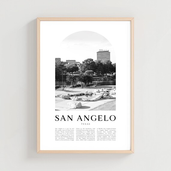San Angelo Texas Black and White Riverside Park Arch Photo Poster