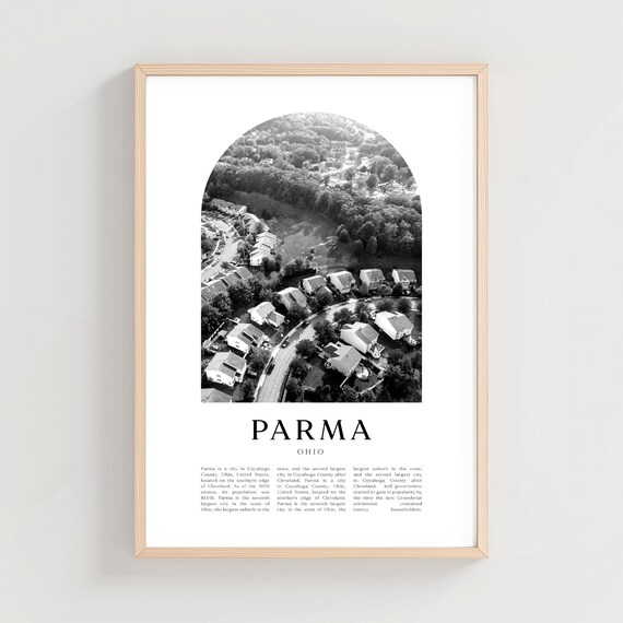 Parma Ohio Suburban Neighborhood Aerial Black White Travel Poster
