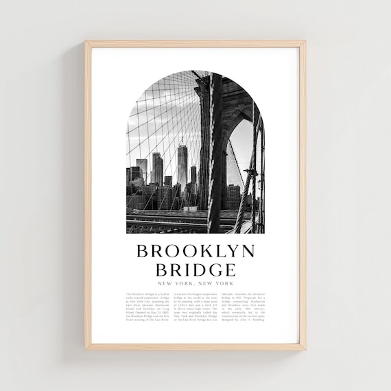 Brooklyn Bridge New York Black White Cables Skyline Photo Poster