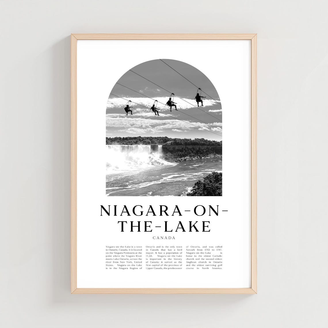 Niagara-on-the-Lake Canada Zipline Black and White Photo Poster