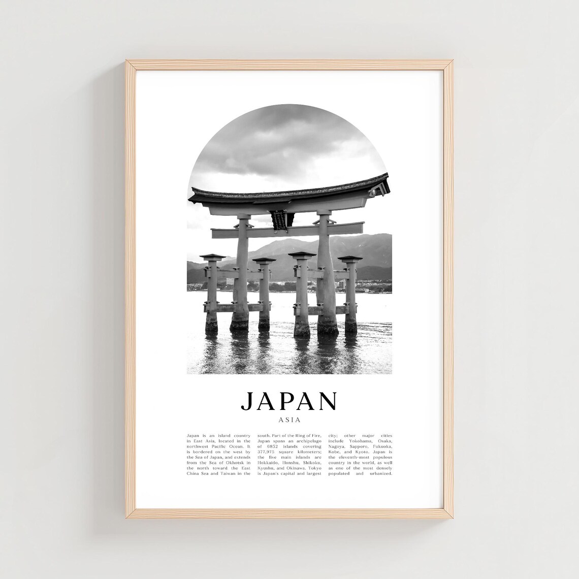 Japan Itsukushima Floating Torii Gate Black White Photo Poster