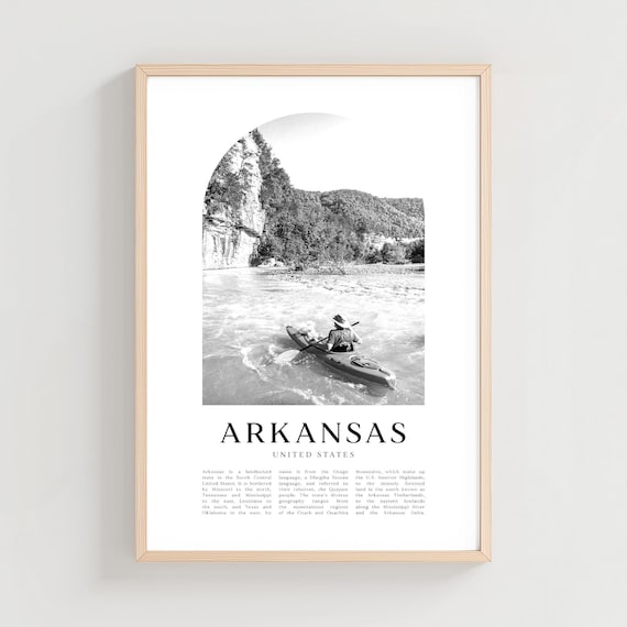 Arkansas River Kayaker Black White Photo Adventure Travel Poster