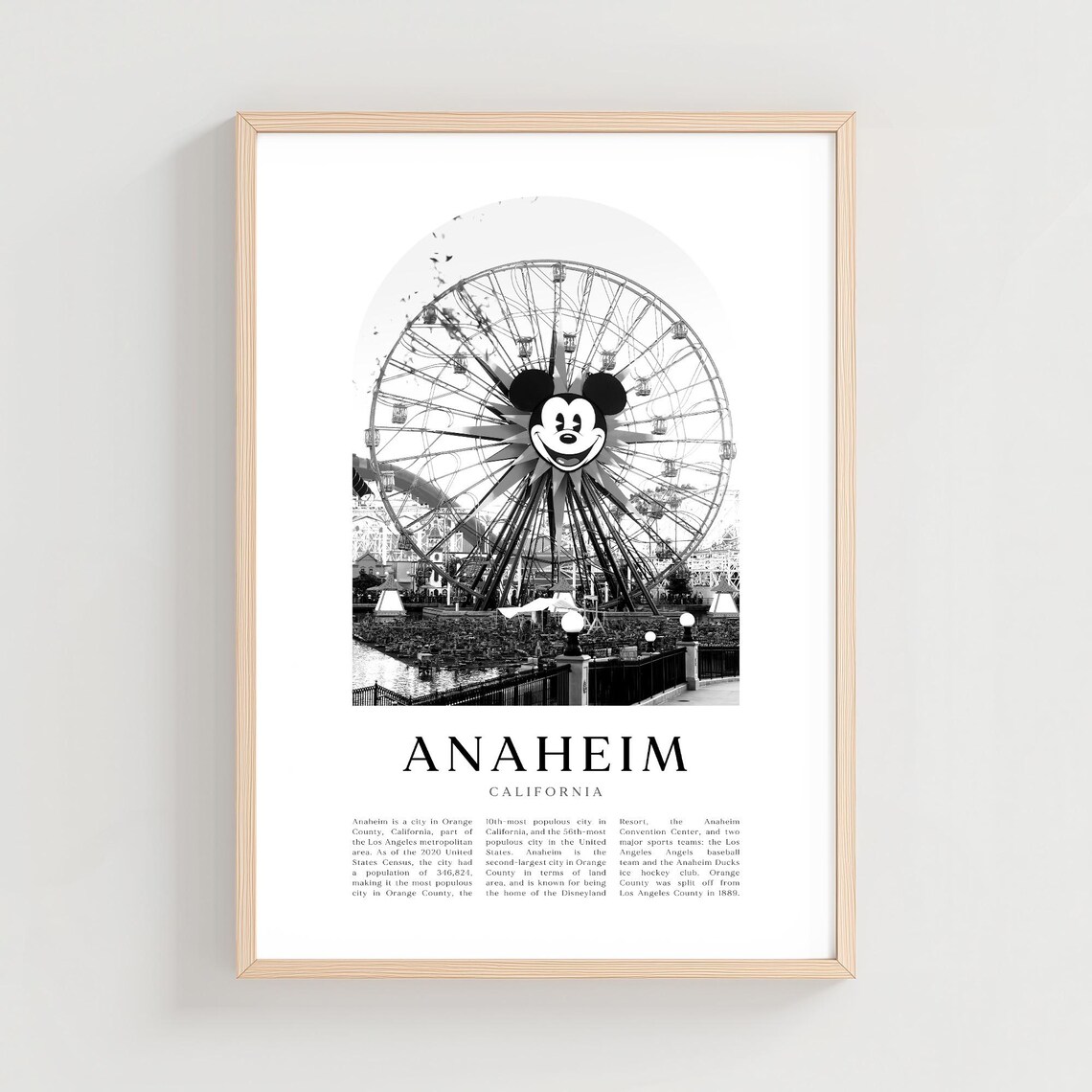 Anaheim California Mickey Mouse Ferris Wheel Monochrome Photo Poster