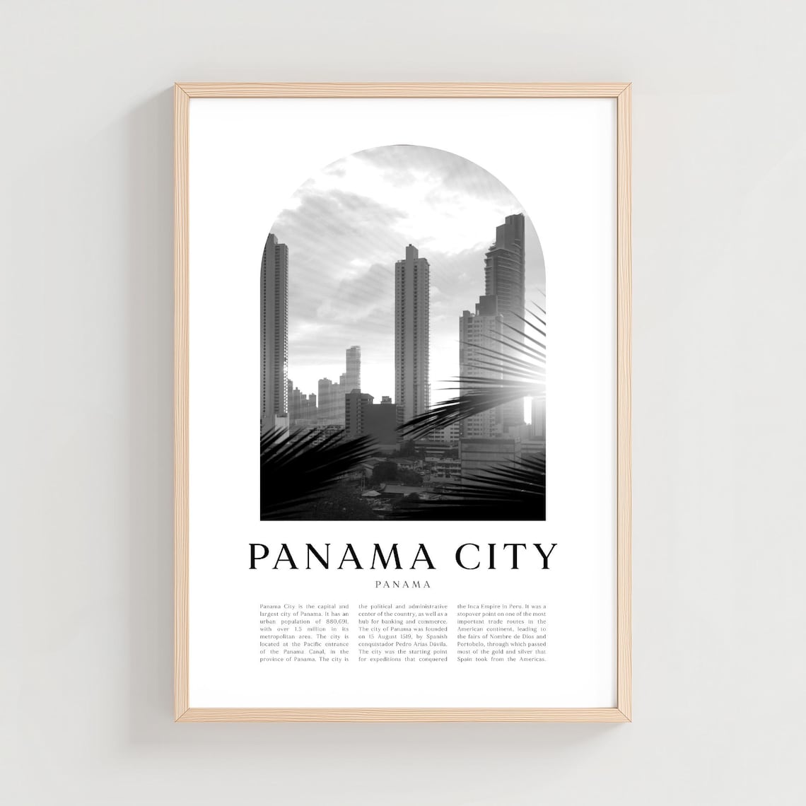 Panama City Skyscrapers Black And White Modern Photo Travel Poster