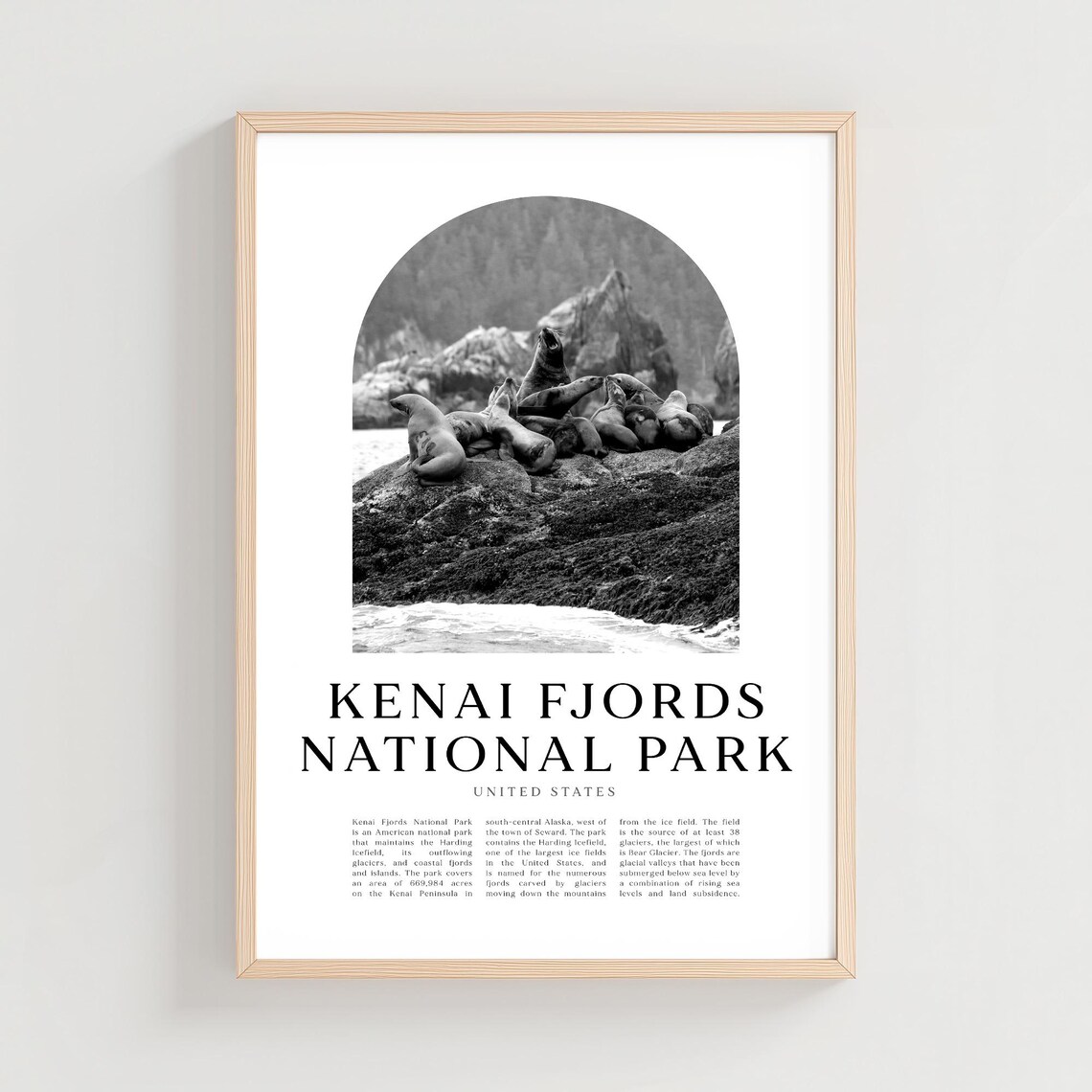 Kenai Fjords National Park Sea Lions On Rocks Travel Decor Poster