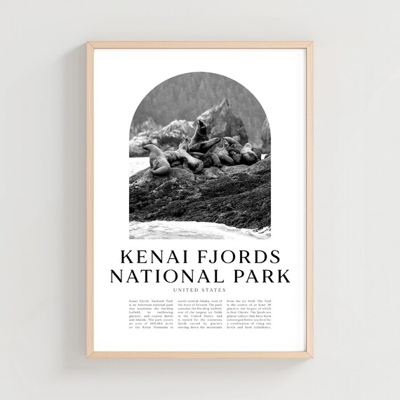 Kenai Fjords National Park Sea Lions On Rocks Travel Decor Poster
