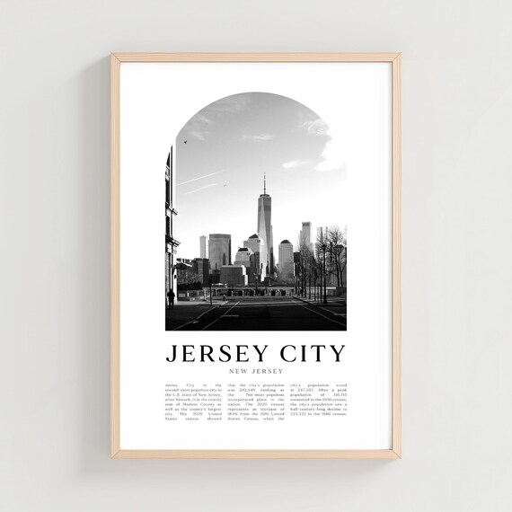 Jersey City New Jersey Downtown Skyline Black and White City Print