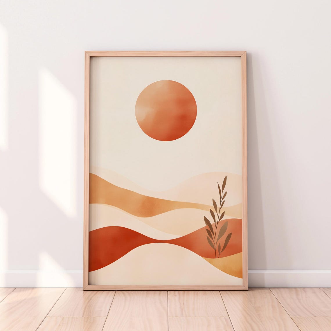 Minimalist Desert Sun And Sand Dunes Boho Abstract Landscape Poster